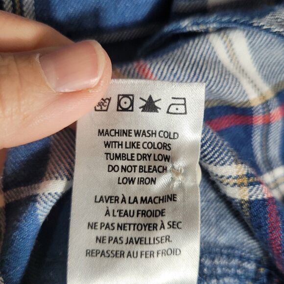 Gramicci Button Up Flannel Tunic Top Womens Size Medium M Blue Plaid Countrycore - Picture 8 of 10